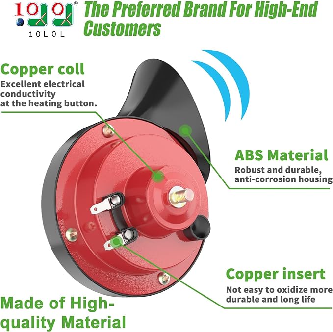 10L0L Universal 12 Volt Golf Cart Horn Kit for Yamaha, EZGO, Club Car - Floor Mount Button Switch, Golf Cart Street Legal Horn Kit