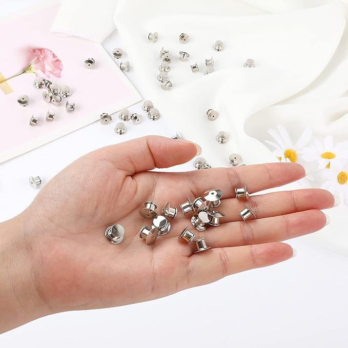 DECYOOL 75 Pieces Metal Pin Backs Locking Pin Keepers Locking Clasp - Image 3