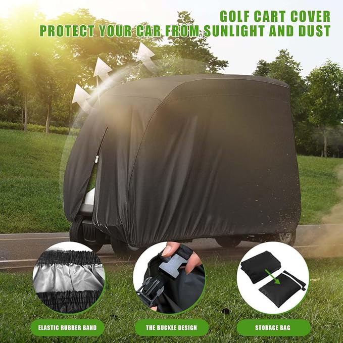 KISEER 4 Passenger 420D Waterproof Golf Cart Cover fits EZ GO Club Car Yamaha, Sunproof Dustproof