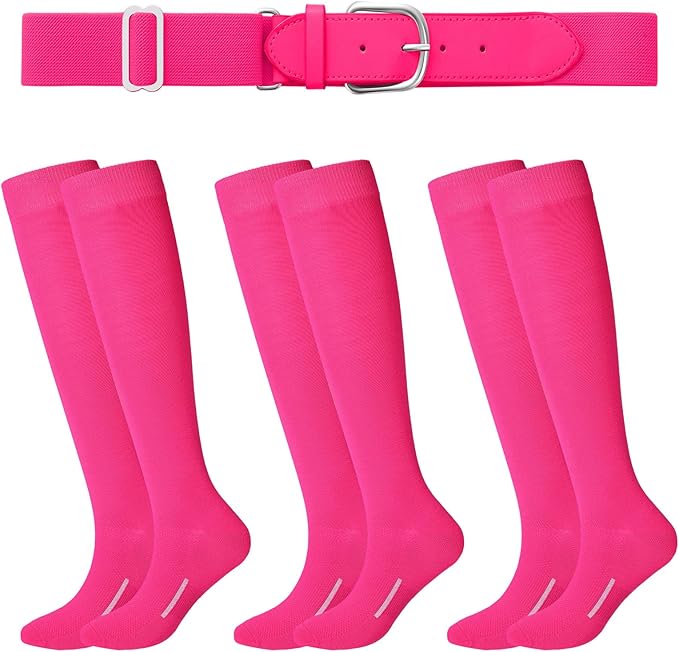 Haysandy Baseball or Softball Sock and Belt Combo Set 3 Football Baseball Socks with Softball Belt for Youth Boys Kids