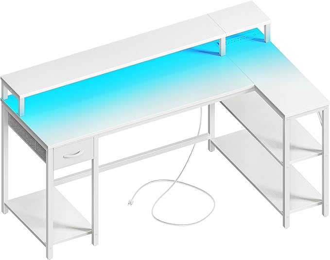 SUPERJARE 53 inch Reversible L Shaped Desk by SUPERJARE