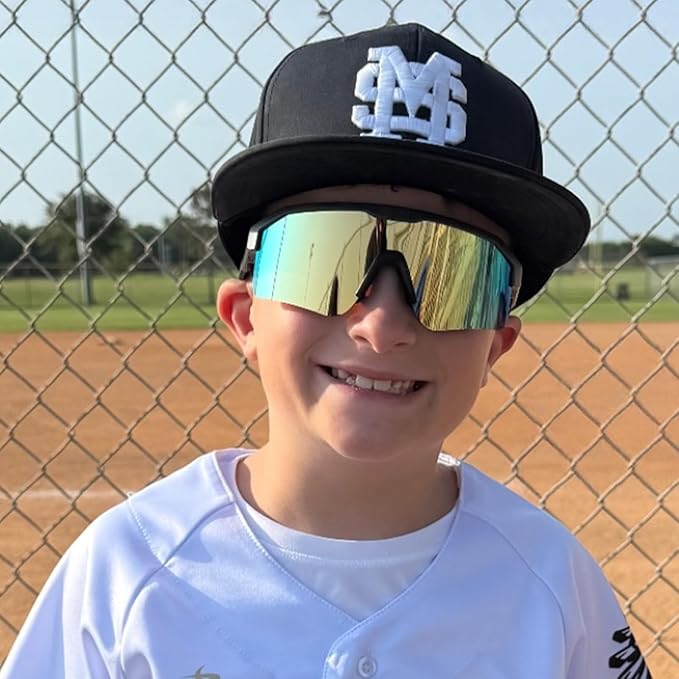 Eazyrun Youth Kids Polarized Sports Sunglasses for Age 8-12 Softball Baseball Cycling Glasses UV Protection for Girl Boy