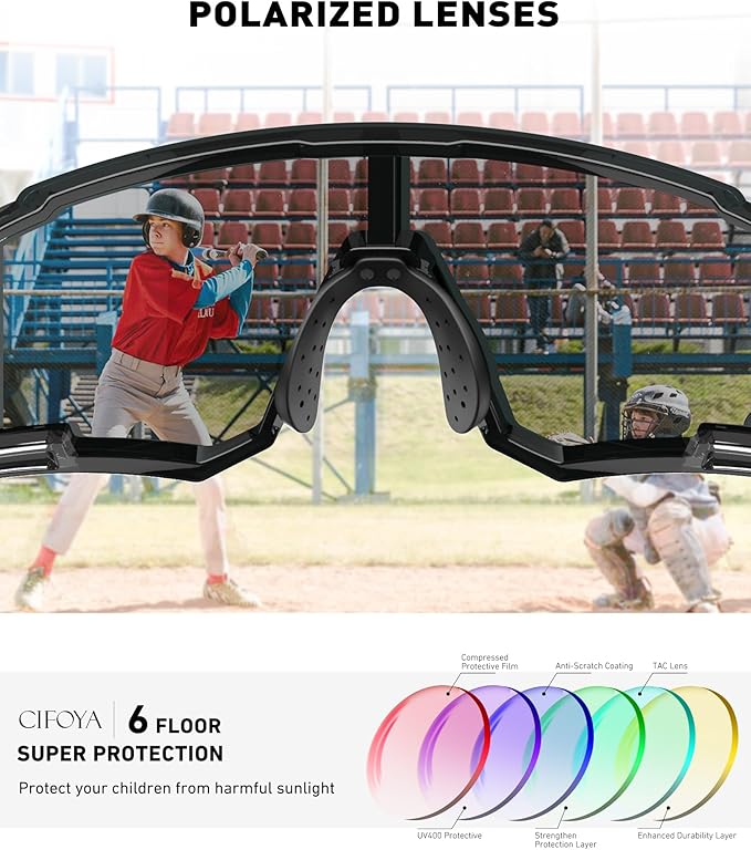Kids Sunglasses Youth Baseball Sunglasses for Boys Girls Age 6-14 Sports UV400 Protection SunGlasses 3 Pack