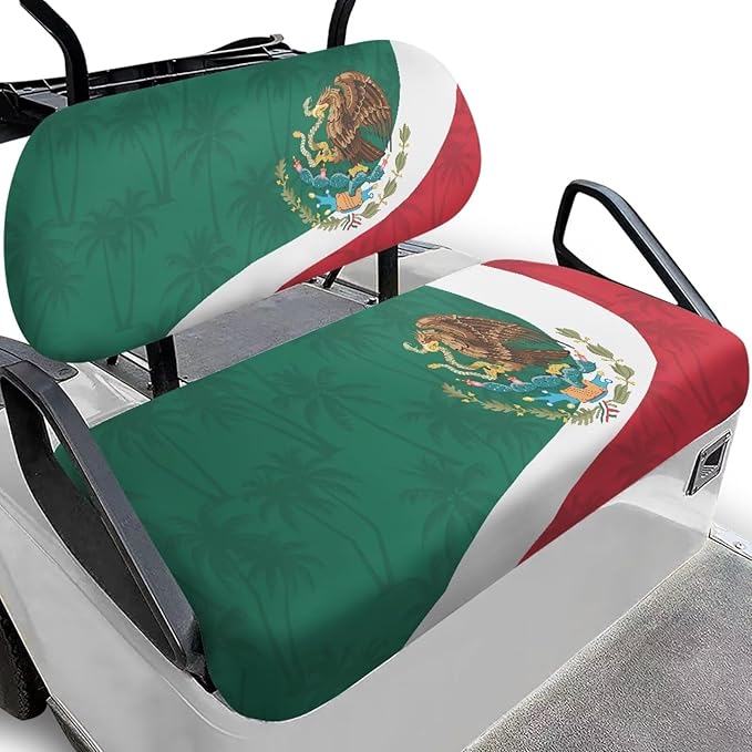 Yewatlles Golf Cart Seat Covers, Blanket for Golf Cart, Universal Golf Cart Seat Towel Fits Golf Car, Club Car, More Golf Carts Retro Mexican Flag