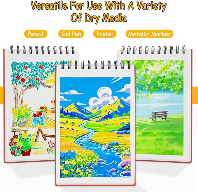 8.3x5.8 Sketch Book, Top Spiral Bound Sketch Pad, 60sheets 92lb/150gsm Bright - Image 3