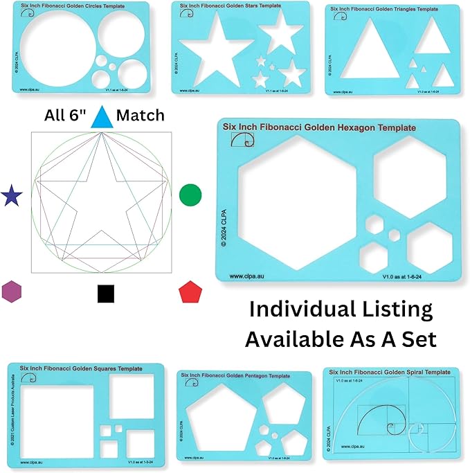 Hexagon Stencil Template for Drawing and Drafting: A Fibonacci-Inspired Hexagon - Image 5