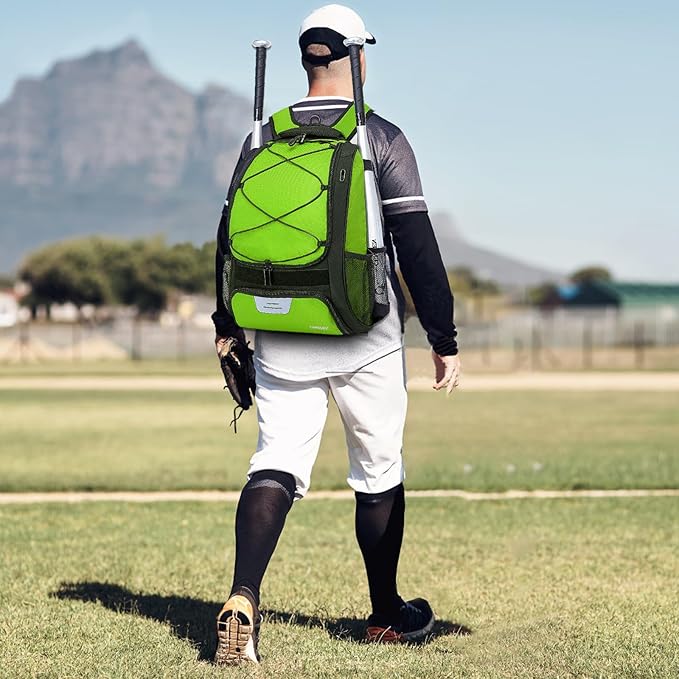 DAFISKY Baseball Bag Softball Backpack - Youth Adult T Ball Bat Equipment Bag with Bat Helmet Holders, Shoe Compartment