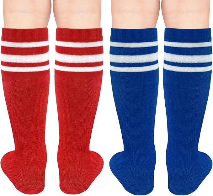 Sarfel Kids Soccer Socks Toddler Soccer Socks Girls Boys Soccer Socks Kids Tube Socks with Stripes Toddler Knee High Socks