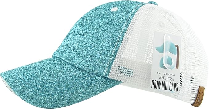 Classic Plain Ponytail Messy High Bun Headwear Adjustable Cotton Trucker Mesh Glitter Hat Baseball Cap