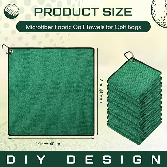 Batiyeer Golf Towel Bulk for Golf Bags 16'' x 16'' Microfiber Fabric Towel with Clip Waffle Pattern, Fitness, Camping, Hiking, Yoga