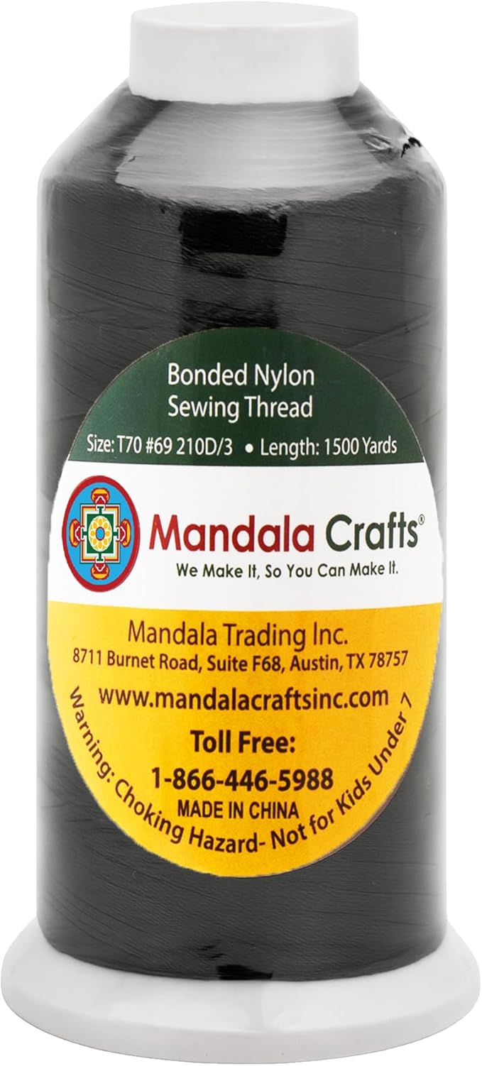 Mandala Crafts Bonded Nylon Thread Black Heavy Duty Sewing Threads - Image 2