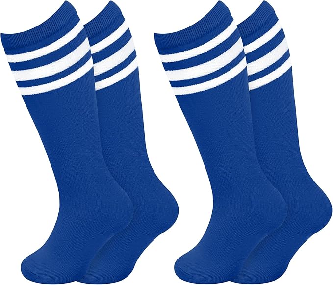 Sarfel Kids Soccer Socks Toddler Soccer Socks Girls Boys Soccer Socks Kids Tube Socks with Stripes Toddler Knee High Socks