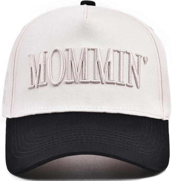 Women’s Mommin Trucker Hat – Vintage Two-Tone Ponytail Baseball Cap, Embroidered Adjustable Hat, Great Gift for Mom & Women