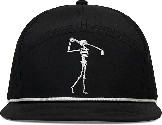 Bamveio Funny Golf Hats Flat Bill for Men Women,Golf Gifts Skull Baseball Cap for Adults Humor