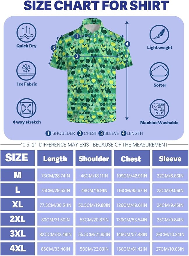 HUURAY Funny Golf Polos for Men Funny Print Short Sleeve Shirts Quick Dry Polo Shirts Hawaiian Shirt Performance Golf Outfits