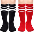 Sarfel Kids Soccer Socks Toddler Soccer Socks Girls Boys Soccer Socks Kids Tube Socks with Stripes Toddler Knee High Socks