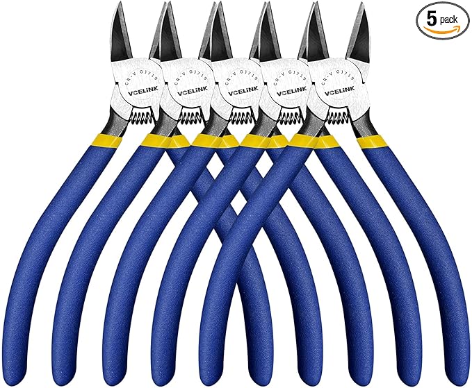 VCELINK Wire Cutters, 6-inch Side Cutter, CR-V Small Flush Cutter, 5 Pack by VCELINK