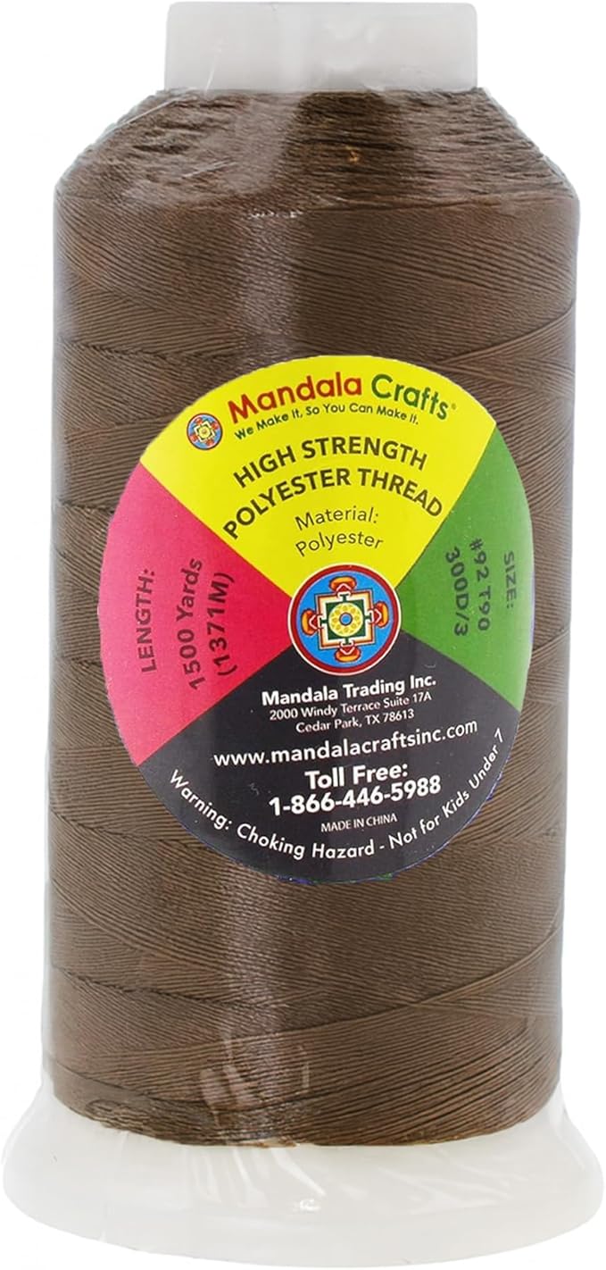 Mandala Crafts Coyote Brown Heavy Duty Thread -1500 Yds Tex 90 Thread - Image 4