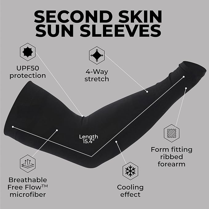 Tough Outdoors UV Arm Sleeves for Men Women - Sun Protection Sleeves - Compression Golf Baseball Cooling Tattoo Arm Sleeve