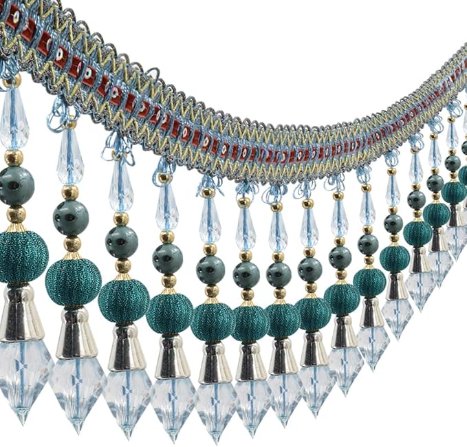 3yards Beading Fringe Trimming Long Beads Tassel Curtain Trim Ribbon Trim by EMDOMO