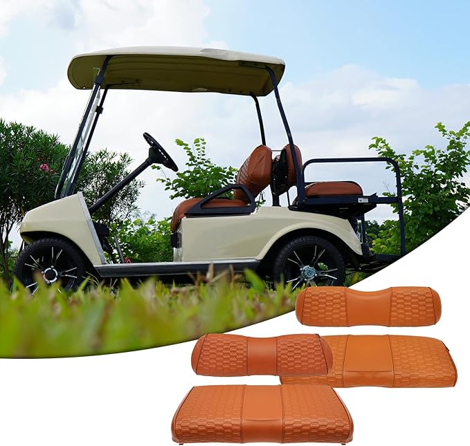 Golf Cart Seat Covers for EZGO TXT Club Car DS Gas or Electric OEM Regular Seat Cushion, No Staple, Golf Cart Vinyl Replacement Seat Cover