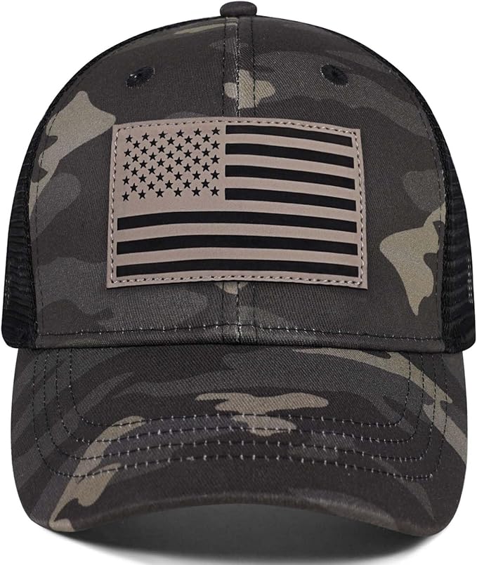 American Flag Trucker Hat - Snapback Hats for Men Women Baseball Cap - Breathable Mesh & Adjustable Fit for Casual Wear