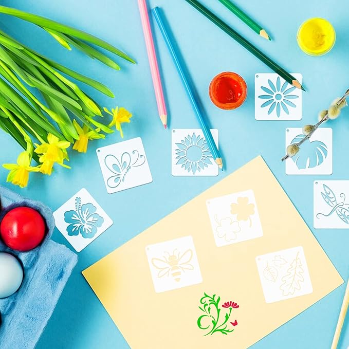 65Pcs Small Stencils for Painting on Wood Reusable, 3 Inch Reusable Stencil for - Image 2