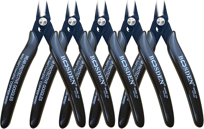 Flush Cut Pliers, 5 Pack, 5 Inch Small Wire Cutters, BOOSDEN 170 Wire Cutters by BOOSDENMakingYourLifeEeasier