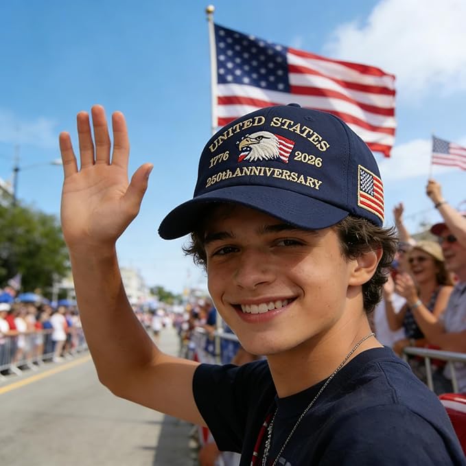 U.S.A 250th Anniversary Embroidered Baseball Cap Adjustable 1776-2026 Anniversary Birthday Retro Patriots Hat for Men Women