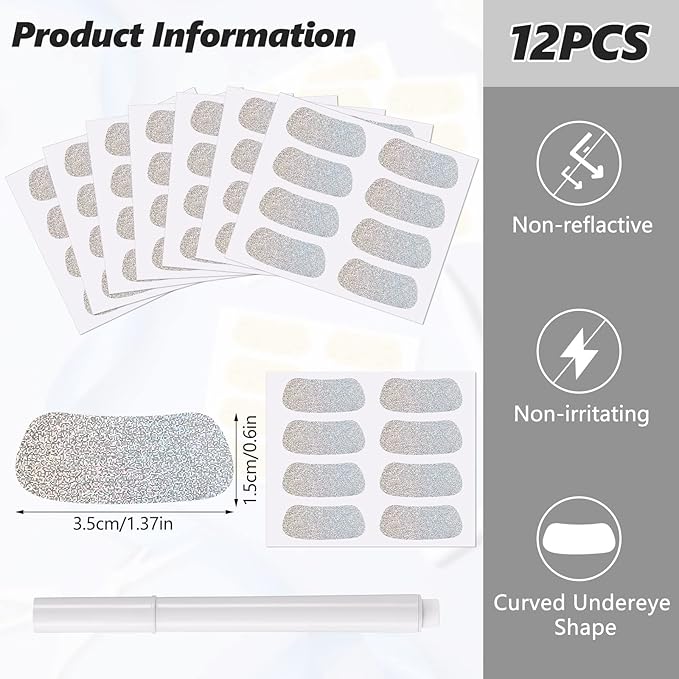 Sumind 48 Pairs Eye Strips Sports Eye Stickers Breathable Strips with 1 White Pencil for Baseball Football Softball Fans on Game Day (Silver)