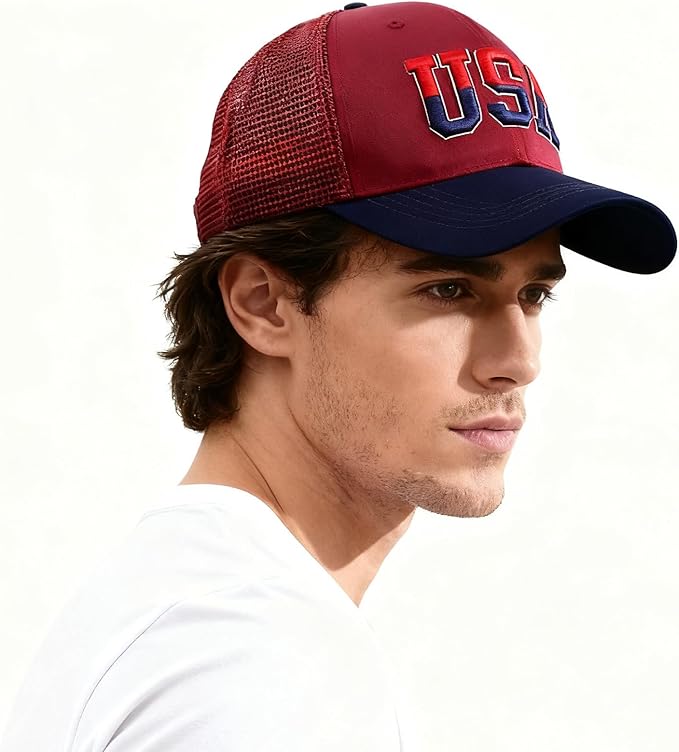 American Flag Patriotic Baseball Cap | Embroidered USA Flag 100% Cotton Adjustable Hat for Men & Women