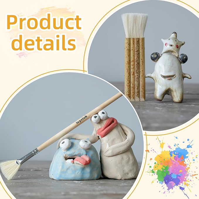 Pottery Glaze Brushes, Different Shape Wool Soft Bristle - Image 7