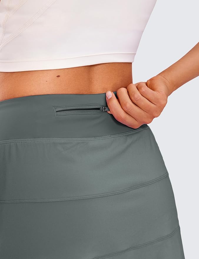 CRZ YOGA High Waisted A line Golf Skirts for Women - Mini Lined Tennis Casual Work Skorts with 3 Pockets