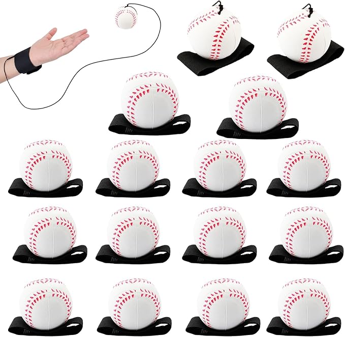 SAYAYA 4/8/16/32 Wrist Return Ball on a String 2.36 Inches Rebound Sport Balls with Elastic Strap Baseball Soccer Tennis Practice Party Favors, Wrist Exercise and Fun Play for Kids & Adults