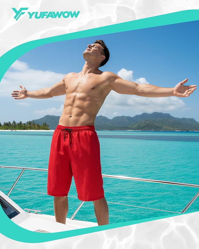 9 Inch Men Swim Trunks with Mesh Lining Quick Dry Breathable Pockets for Summer Beach Cruise Water Park Gym Running