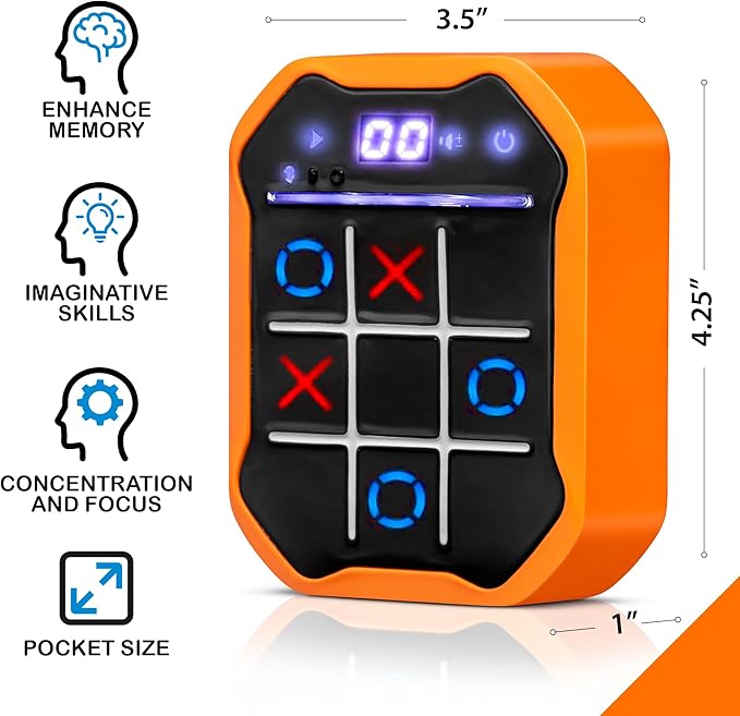 Electronic Tic-Tac-Toe Handheld Game | 3-in-1 Memory & Brain Games | Birthday - Image 3
