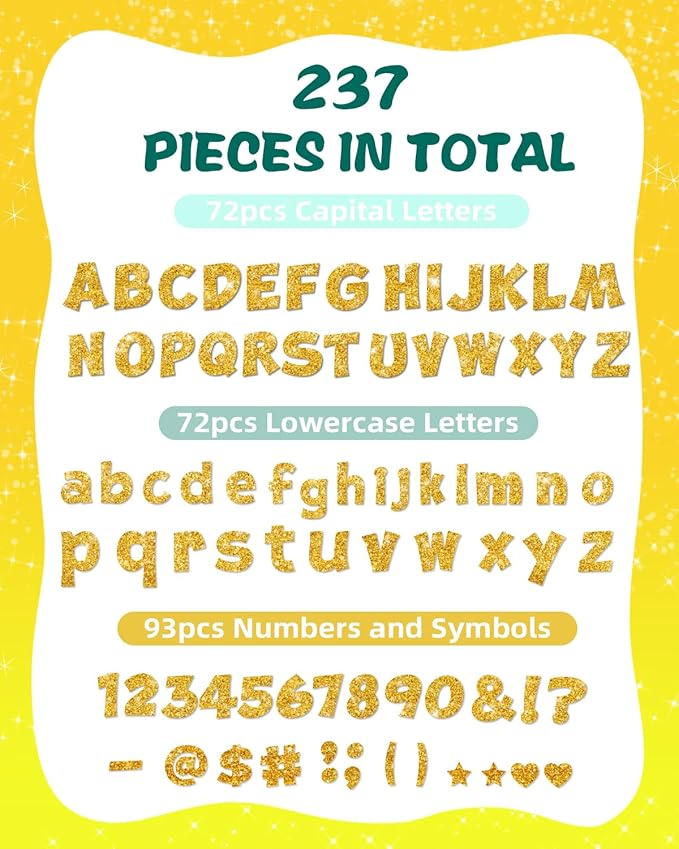 237 Pcs Glitter Bulletin Board Letters, Numbers and Punctuation, Poster Board - Image 2