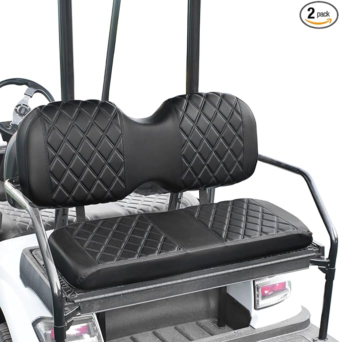 NOKINS Golf Cart Seat Cover Compatible With i40 i40L and Advanced EV, EV1 4, EV1 4L Model Aftermarket Rear Seat Kit, Vinyl Replace Rear Seat Cover Black Stitching