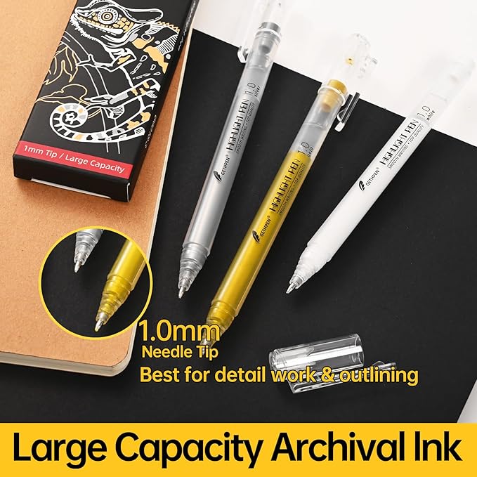 3 Colors Gel Pen Set – White, Bullet Journaling & Holiday Crafts – Opaque - Image 3