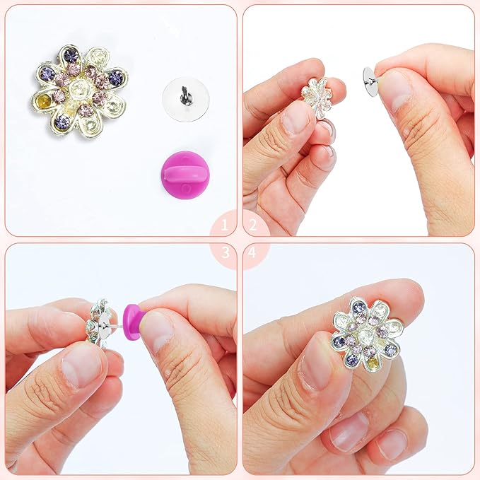400pcs PVC Rubber Pin Backs Heliltd Butterfly Clutch Pins Tie Tacks Blank Pins - Image 6