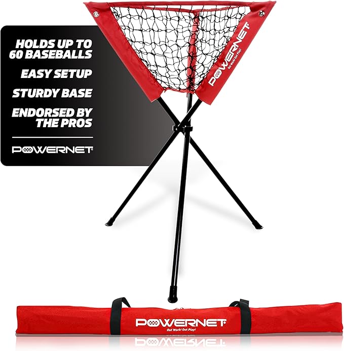 PowerNet Baseball Softball Portable Ball Caddy, Holds Bucket of Baseballs, Softballs, Tennis Balls, Use During Batting Practice Training and Drills