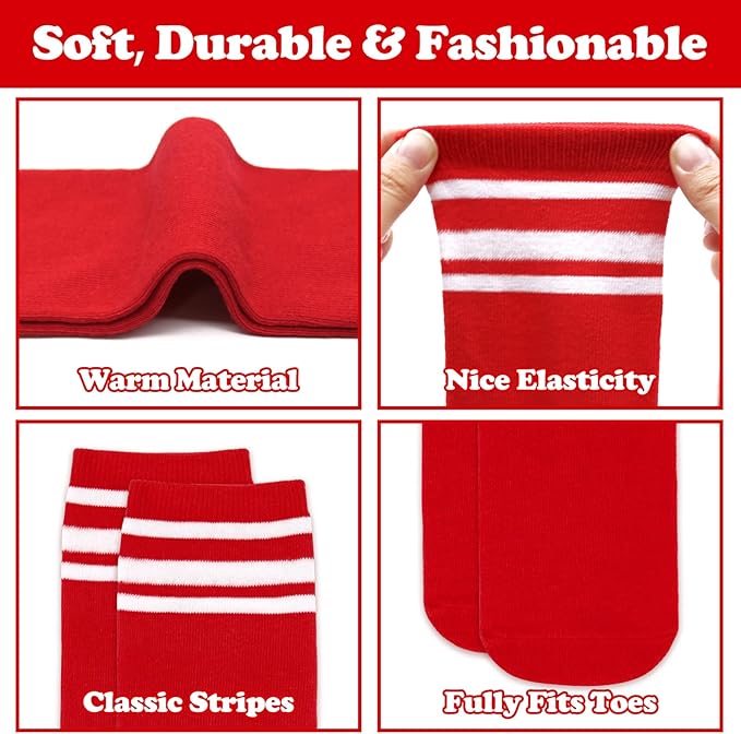 Sarfel Kids Soccer Socks Toddler Soccer Socks Girls Boys Soccer Socks Kids Tube Socks with Stripes Toddler Knee High Socks