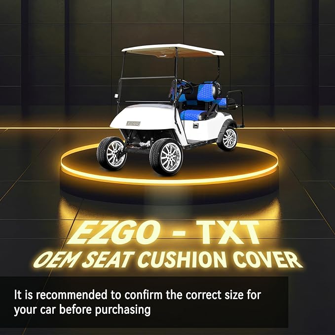 Golf Cart Seat Covers for EZGO TXT Club Car DS Gas or Electric OEM Regular Seat Cushion, No Staple, Golf Cart Vinyl Replacement Seat Cover