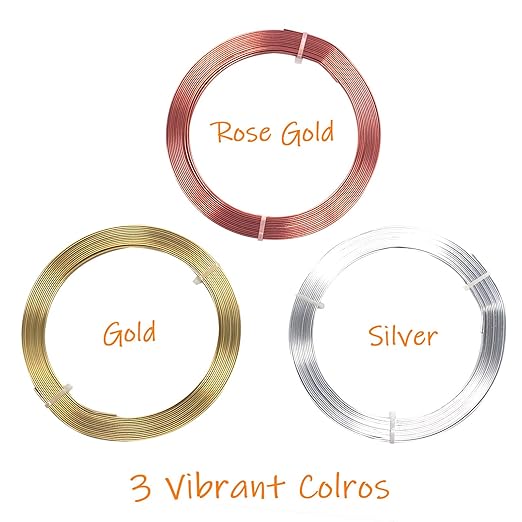 Cinvo 3 Rolls Flat Craft Wire Jewelry Wire Flexible Aluminum Wire Tarnish - Image 2