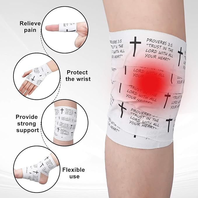 MiniInflat 2 Pcs Christian Cross Athletic Tape Sports Tape 2in x 23ft Religion Jesus Wrist Wrap for Soccer Football Baseball, Gift for Graduation Teacher Nurses Week Pentecost(White,Proverbs)
