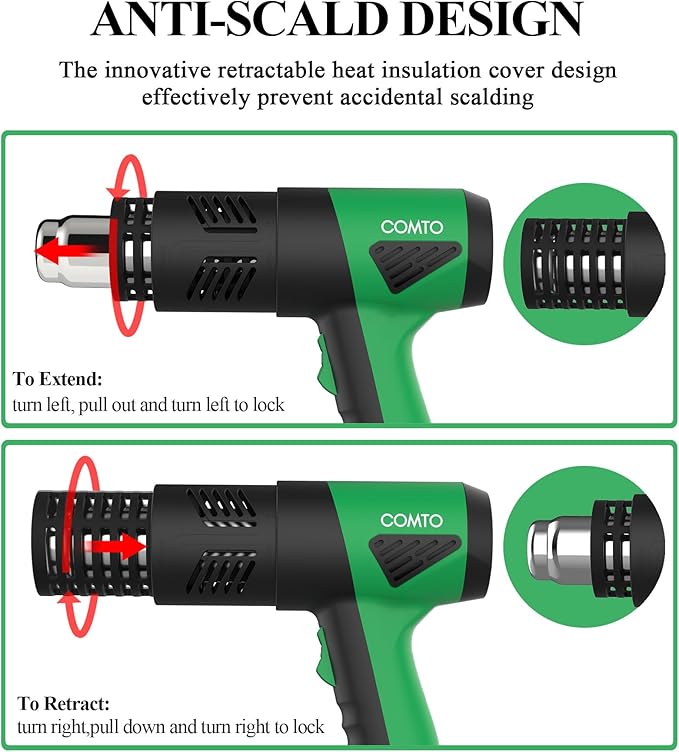 1800W Heat Gun with LCD Digital Display, Variable Temperature Control - Image 4