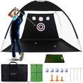 Golf Practice Net with Dual Mats, 3 Tees & 5 Balls – Golf Training Net for Indoor/Outdoor Swing Practice, Backyard Driving & Chipping Set, Portable Training Aid, Great Gift for Men