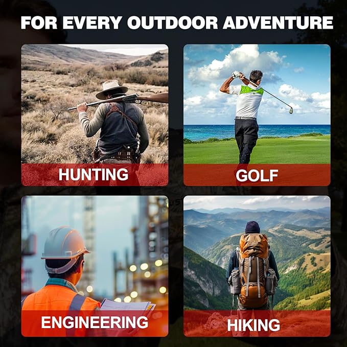 Precision Laser Rangefinder for Golf & Hunting, 800/1000/1300 m Range, 6X Magnification, Flagstick Locking with Flash Prompt, Slope Compensation & Angle Measurement, 0.3s Fast Measurement