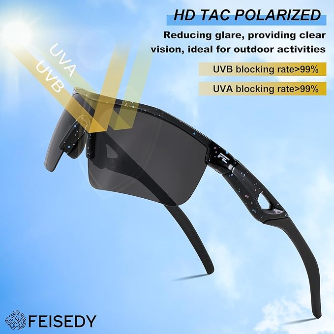 FEISEDY Kids Teens Baseball Polarized Sunglasses Sports TR90 Frame Boys Girls Cycling B2454
