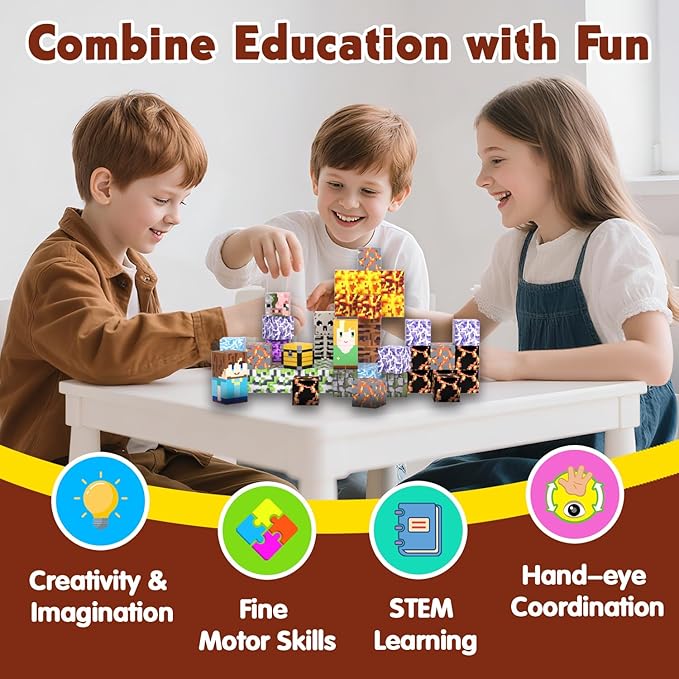 Magnetic Blocks, Magnetic Tiles Building Blocks, Magnet Cubes STEM Sensory Game - Image 6
